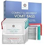 Medi Grade Absorbent Vomit Bags Disposable for Adults and Kids, 22pcs - Travel Essentials Leakproof Barf Bags with Tissues turn Vomit to Gel and Prevent Odor - Purse Essential Travel Size Sick Bags