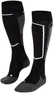 FALKE Women's SK2 Wool Ski Socks, Black (Black-Mix 3010), 8-9, 1 Pair