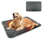 Qpets® Thermal Pet Heating Pad, Winter Warm Dog Bed Mat with Anti-Slip Bottom, Reversible Fleece Liner for Dog Beds & Crates, Machine Washable Thermal Blanke (115x72CM)