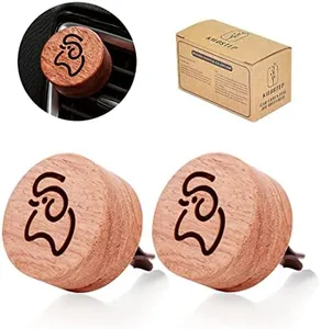 Essential Oil Car Diffuser, 2 PCS Elephant Calf Shaped Car Aromatherapy Wood Diffuser with Vent Clip