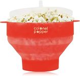 Original Colonel Popper Healthy Microwave Popcorn Maker - LFGB Food Grade Certified BPA Free Popcorn Poppers (Transparent Red)