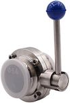 DERNORD Sanitary Butterfly Valve with Pull Handle Stainless Steel 304 Tri Clamp Clover (2 Inch)