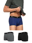 XYXX Men's Micro Modal Trunks - Ace Underwear for Men Pack of 3 (M; Twilight Blue+Black+Grey)