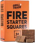 Grill Trade Fire Starter Squares - 64-Piece Fire Starters for Campfires and BBQ - Indoor Outdoor Chimney Starter for Fireplace, Wood Stove, Fire Pit - Easy, Firestarter Squares for All-Weather Use