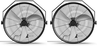 Simple Deluxe 20 Inch High Velocity Wall Mount Fan with Rack, 3 Speed Industrial/Commercial Metal Ventilation Fan,2 Pack