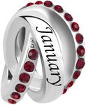 LSxAB Deep Red January Birthstone Happy Birthday Charm Compatible with Pandora Charms Bracelets