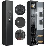 SUPEER Home Rifle and Pistols Gun Safe with LED light and Alarm System,Digital Keypad Lock,Quick Access 1-3 Rifle,Long Gun Cabinet with Removable Shelf,Built-in Small Cabinet