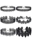 Gothic choker necklace for women/girls, black, pack of 6