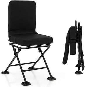 Goplus Hunting Chair, 360° Swivel Hunting Blind Chair w/All-Terrain Duck Feet,Padded Cushion,330LBS Capacity, Folding Silent Deer Hunting Chair, Portable Ground Blind Chair (Black)