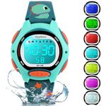 Ayybboo Kids Digital Watches for Girls Boys, 7 Color Lights Waterproof Watches for Kids with Alarm Stopwatch, Cute Watch, Kids Present for Girls Boys Ages 5-13, 8207BK Green, kids, cute kids digital