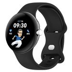 YuiYuKa Sport Band for Google Pixel Watch/Pixel Watch 2 Strap for Women Men,Soft Silicone Waterproof Strap for Google Pixel Smart Watch,Black L