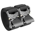 JUKMO Tactical Belt, 2 Pack Military Hiking Rigger 1.5" Nylon Web Work Belt with Heavy Duty Quick Release Buckle, Black+black, Medium-for Waist 36"-42" (Length 49")