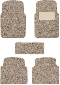 AutoZing 5 Pcs Car Floor Mat | Anti-Skid Noodle Mat Universal Fit for All Cars | Premium Vinyl Rubber Noodle/Curly Car Foot Mats | Heal Pad, Dust & Liquid Trapping Built for Comfort (Beige Coffee)