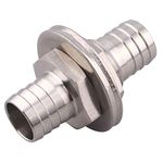 DERPIPE Stainless Steel 3/4" Hose Barb, Barbed Thru-Bulk Head, Hex Bulkhead Straight Fitting
