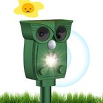 Ultrasonic Cat Repeller, Solar Powered Animal Scarer Repellent for Garden, Waterproof Pest Repeller with PIR Motion Sensor, High Sensitive Animal Repeller for Cat, Dog, Skunks, Squirrel Etc