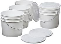 Hudson Exchange Premium 3.5 Gallon Bucket with Lid, HDPE, White, 4 Pack