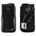 Turtleback Fitted Flip Phone Premium Case Designed for LG Exalt LTE VN220 4G – Heavy-Duty Black Leather Phone Holster with Ratcheting, Removable Plastic Belt Clip