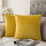 MIULEE Pack of 2, Fall Velvet Soft Solid Decorative Square Throw Pillow Covers Set Cushion Cases Pillowcases for Sofa Bedroom Car18 x 18 Inch 45 x 45 cm Lemon Yellow