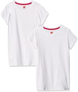 Hanes Little Girls' Jersey Cotton Tee (Pack of 2), White, Medium