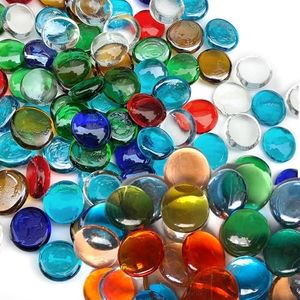 12 OZ Flat Glass Pebbles for Vase, Aquarium Pebbles Beads,Vase Filler Beads,Glass Beads,Small Flat Glass Marbles, Tank Glass Rocks,Glass Gem Stones for Home Decorative Art Craft