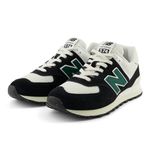 New Balance Men's 574 Sneaker, Black/White/Marsh Green, 9.5 UK