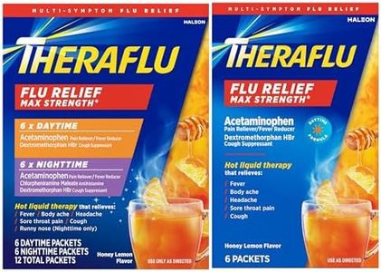 Theraflu Max Strength Daytime & Nighttime Flu Symptom Relief Honey Lemon Flavor Powder & Daytime Flu Symptom Relief Honey Lemon Powder, 6 Daytime + 6 Nighttime, & 6 Honey Lemon Flavor Powder Packets