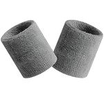 Wristbands Sweatbands Wrist Men Women 2 PCS Sports Sweat Bands for Gym Sports Tennis Running Exercise Basketball Moisture Wicking (2 pcs -Grey)