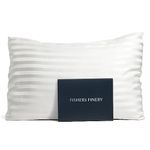 Fishers Finery 25mm 100% Pure Mulberry Silk Pillowcase (White Stripe King)