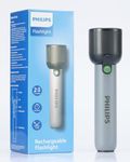 PHILIPS Handheld Torch Light, 2000mAh Rechargeable LED Torch Light with 2 Modes,400LM & IP44 Waterproof, Portable Flash Light for Home, Camping, Hiking, Emergency ,Gray