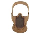 LEJUNJIE Breathable Balaclava Mesh Mask Ninja Style Full Face Airsoft Mask Windproof Cycling Hood TAN