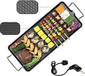 Electric XXL Teppanyaki Table Grill, Large Smokeless Grill Non-Stick Hot Plate Table Top Griddle with Adjustable Thermostat, Portable Family Party Tabletop BBQ Hot Plate Barbecue - 67x29.5x8.5cm