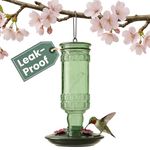 Perky-Pet 8108-2 Green Antique Bottle 10-Ounce Glass Hummingbird Feeder