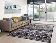 Calore Area Rug 6×9 for Living Room Bedroom Dining Room Cashmere Anti-Skid Carpet with Luxury Modern Indoor Home Decor Rugs (Black White, 6.5’ x 9.8’ (200 * 300cm))