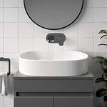 Affine® Countertop Basin for Bathroom and Cloakroom Hand Wash Basins Sink Modern White Gloss Oval, 600 x 380mm