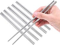 INKULTURE 5 Pairs Reusable Metal Stainless Steel Plain Chopsticks Dishwasher Safe Lightweight Easy to Use Metal Chop Stick Utensils