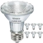 Vinaco Par20 Bulb 50 Watt, 6 Pack High Output Par20 Halogen 50W, Par20 Warm White 3000K, Par20 Flood Dimmable, Long Lasting Par20 E26 Great for Track and Recessed Lighting