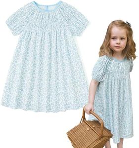 Simplee kids Baby Toddler Girls Fresh Floral Dress Toddler Girls Ruffled Casual Light Blue Dress Playwear Sundress for Summer 2T