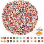 Rattmety Acrylic Letter Beads, 1000 Pcs Multi-Color Round Alphabet Beads A-Z Sorted Beads with Crystal String 4x7mm Gold Letter Beads Bulk for DIY Jewelry Making Bracelet Necklace Craft Making