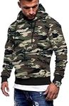 COOFANDY Men's Workout Hoodie, Lightweight Gym Sporty Sweatshirt, Fashion Pullover with Hood and Pocket, Green Camo S, green camo, S