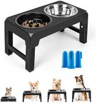 Arblina Raised Dog Bowls, 4 Height Adjustable Elevated Dog Bowls with 2 Thick Stainless Steel& 3 Pake Dog Toothbrush for Large Medium Small Dogs