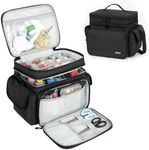 Sewing Accessories Organizer,Double-Layer Sewing Supplies Storage Bag,Protable Travel Sewing Box Sewing Basket for Sewing Tools,Black(Bag Only)