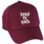 Hippowarehouse Born to rock Baseball cap hat Premium printed 5 panel onesize adults Burgundy