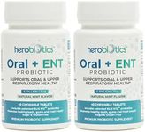 herobiotics Oral ENT Probiotics with BLIS K12, Lactobacillus Reuteri, Rhamnosus, Plantarum and Paracasei - Chewable Dental Probiotics 2 Pack - for Sinuses, Ears and Throat