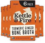 Kettle and Fire Turmeric Ginger Chicken Bone Broth, Keto, Paleo, Whole 30 Approved, Gluten Free, 19g of Protein, Natural Source of Collagen, Pack of 6