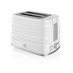 Swan ST31050WN, 2 Slice Symphony Toaster, High Gloss and Matt Finish, 930 Watt, White, Plastic