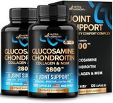 Glucosamine | Chondroitin | MSM | Collagen - 2800 mg Joint Support Supplement - Made in USA - FSA HSA Eligible - Cartilage Health, Mobility & Strength - Flexibility Nutritional Vitamins, 120 Capsules