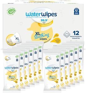 WaterWipes Plastic-Free XL Bathing Wipes for Toddlers & Babies, 99.9% Water Based Wipes, Unscented & Hypoallergenic for Sensitive Skin, 192 Count (12 pack), Packaging May Vary