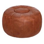 Thgonwid Unstuffed Moroccan Ottoman Pouf Cover, Ottoman Footstool Storage Solution, Bean Bag Chair, Foot Rest, Brown