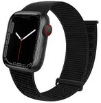 GZ GZHISY Sport Loop Nylon Band Compatible with Apple Watch Band 38mm 40mm 41mm 42mm 44mm 45mm 49mm Ultra iWatch Series 8 7 6 SE 5 4 3 2 1 Strap, Fit for iPhone Watch Band Women Men Stretchy Elastic Braided, 38mm/40mm/41mm Dark Black