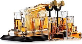 The Wine Savant Pistol Whiskey & Wine Decanter - Gifts for Men & Dad, 2 Gun Whiskey Decanter Set with 6 Oz Pistols Shot Glasses - Cool Liquor Dispenser for Home Bar Unique Birthday Gift Ideas from Dad